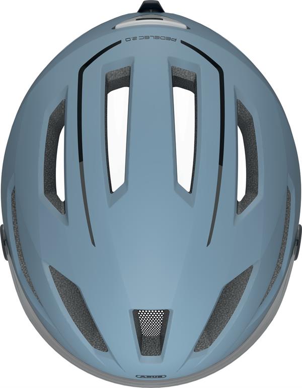 Abus Pedelec 2.0 ACE Glacier Blue - El Cykelhjelm med front visir og ørevarmere samt regnovertræk og led lys