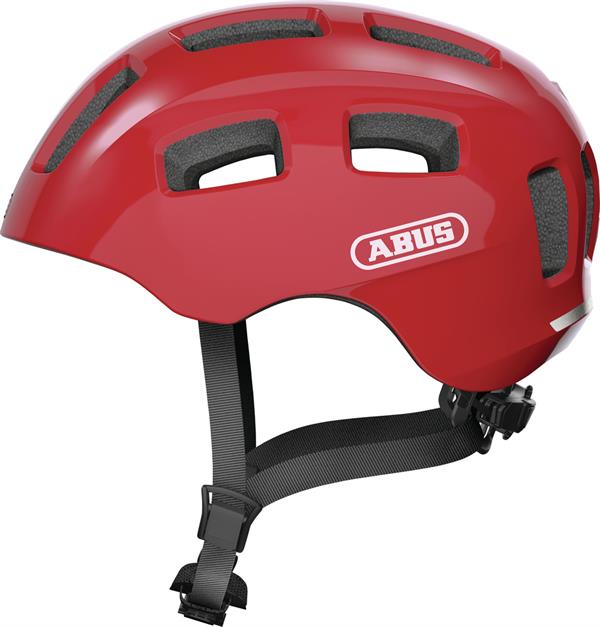 Abus Youn-I 2.0 Black Violet LED lys | Sort og lilla cykelhjelm til børn og unge