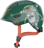 Abus Smiley 3.0 Green Robo | mørkegrønn sykkelhjelm med roboter til barn