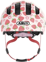 Abus Smiley 3.0 LED Rose Strawberry. Sykkelhjelm for barn og baby med jordbærmotiv og LED-lys bak