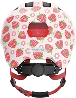 Abus Smiley 3.0 LED Rose Strawberry. Sykkelhjelm for barn og baby med jordbærmotiv og LED-lys bak