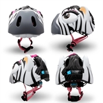 Crazy Safety Zebra med Led-Lykt. Hvit Zebra sykkelhjelm